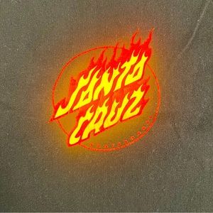 Santa Cruz Skateboards | T Shirt | XL | Black, front orange and yellow logo